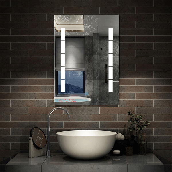 LED-badkamerwandspiegel 45x60 / 50x70 / 60x80cm, met verlichte enkele aanraaksensorschakelaar,anti-condens koel wit