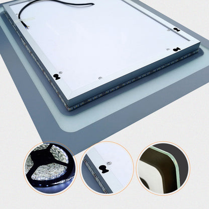 LED rondhoekige badkamerspiegel 70-100 cm,5mm wandspiegel,IR sensor schakelaar,koud wit,anti-condens