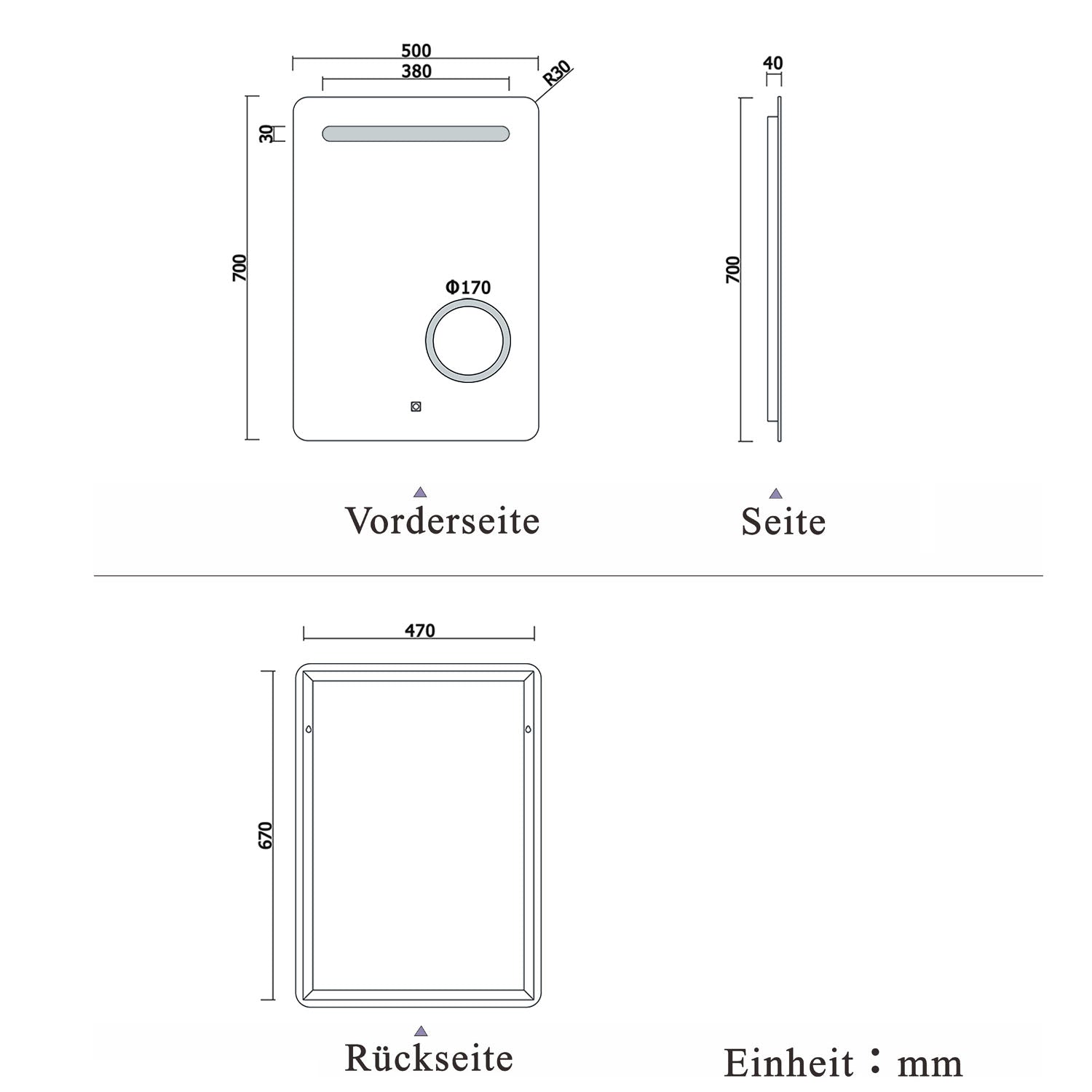 LED badkamerspiegel 50x70cm wandspiegel met touch, condensvrij, 3-voudige vergroting Make-up spiegel IP44 koudwit,energiebesparend