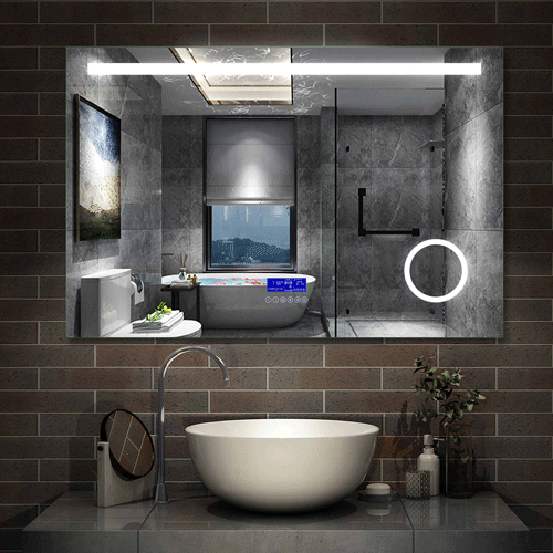 LED badkamerspiegel 80 tot 140 cm 2 lichtkleurige wandspiegel met Bluetooth, touch, condensvrij, 3-voudige vergroting Make-up spiegel IP44 koud/warm wit energiebesparend