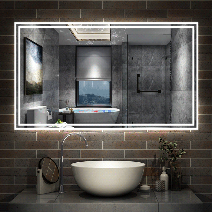 LED badkamerspiegel 70 tot 160cm met Bluetooth, touch, anti-fog, wandspiegel 3 licht kleur 2700-6500K, dimbaar, IP44