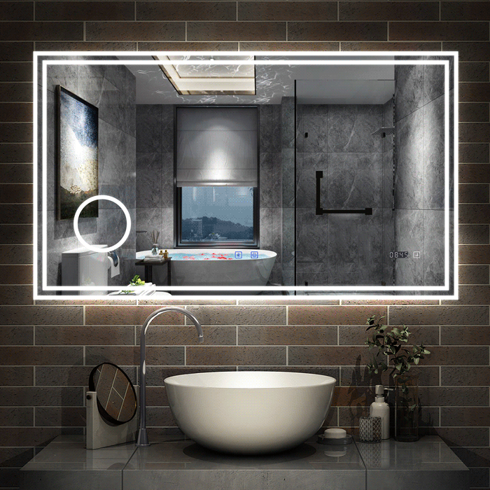 LED badkamerspiegel 70 tot 160cm met Bluetooth, touch, anti-fog, wandspiegel 3 licht kleur 2700-6500K, dimbaar, IP44