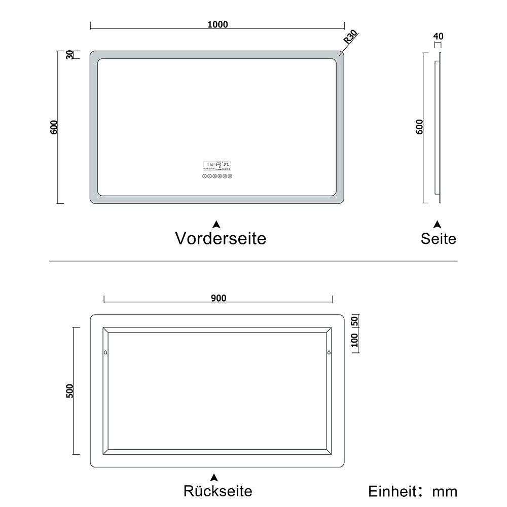 LED badkamerspiegel 70 tot 160 cm 2 lichtkleur 2700k/6000K wandspiegel met bluetooth, touch, anti-condens, IP44 koud/warm wit energiebesparend 100x60 cm