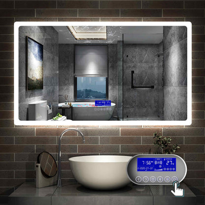 LED badkamerspiegel 70 tot 160 cm 2 lichtkleur 2700k/6000K wandspiegel met bluetooth, touch, anti-condens, IP44 koud/warm wit energiebesparend