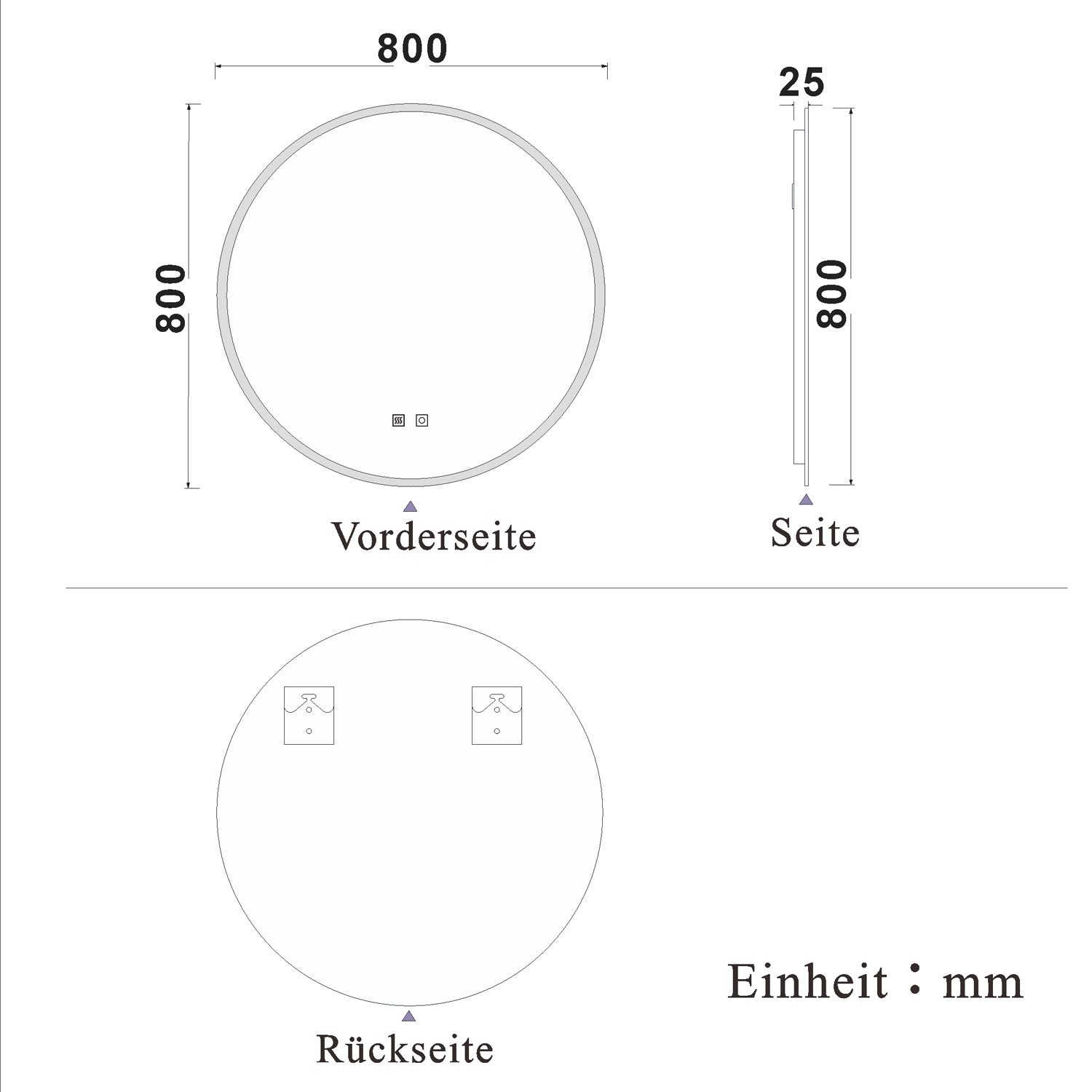 LED spiegel ROND 60cm/70cm/80cm 3 lichts kleur koud/Neutraal/warm wit dimbaar touch anti-condens badkamerspiegel decoratieve wandspiegel 2700K-6500K 80cm