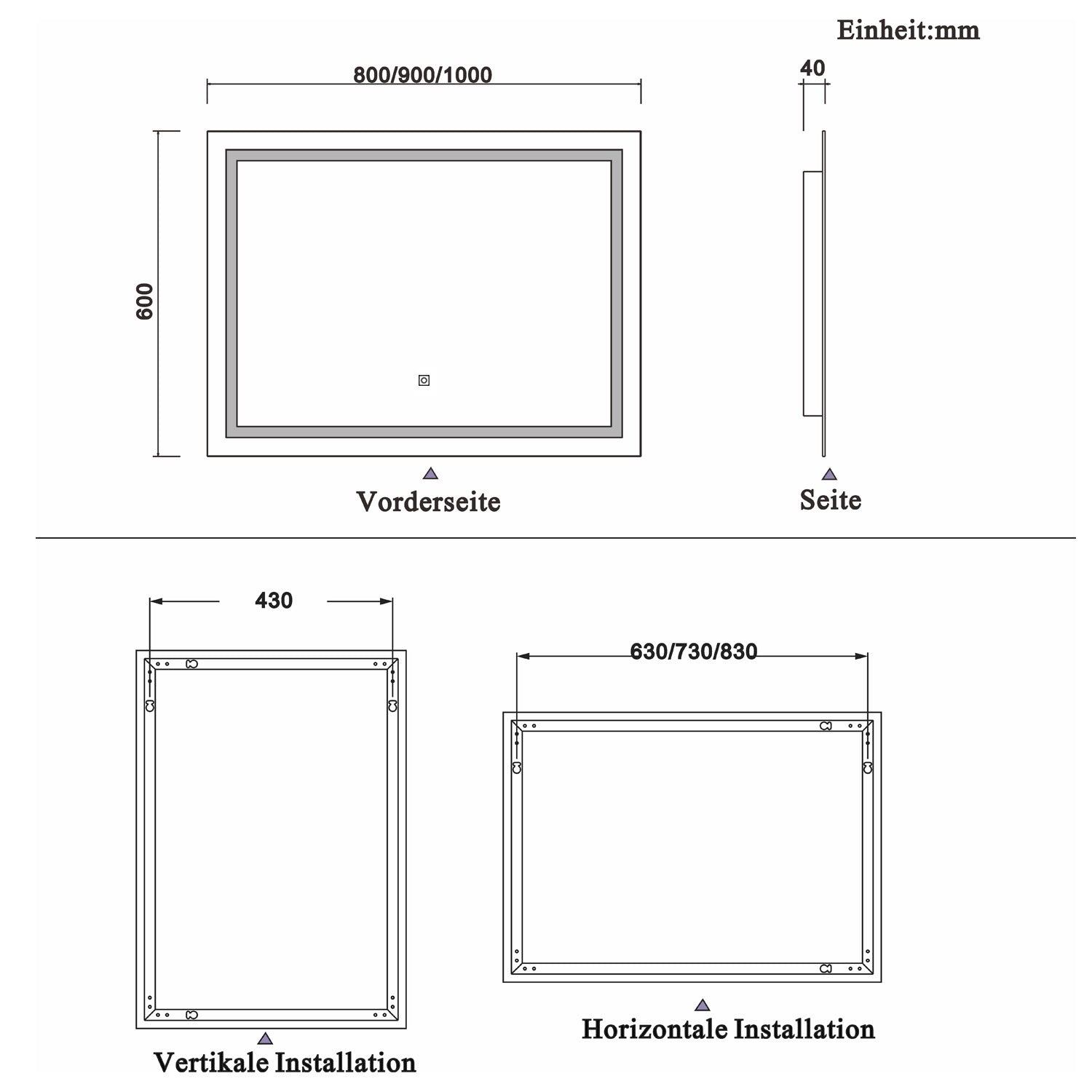 LED rechthoekige badkamerspiegel 80-120 cm,smalle licht banen rondom wandspiegel,enkele touch sensor schakelaar,warm wit,anti-condens 100c60 cm