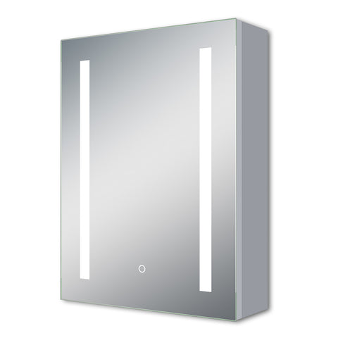 LED-spiegelkast ARYA badkamer spiegelkast, met verlichting, aluminium, anti condens, dubbelzijdige spiegel, aanraaksensorschakelaar, met scheerstopcontact, koel wit
