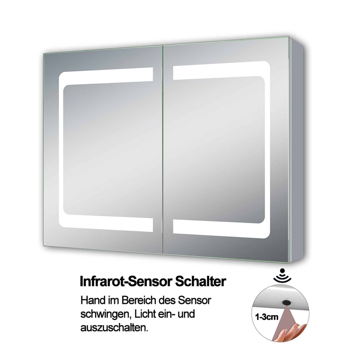 LED Badkamerspiegelkast 80x60cm - Aluminium, Verlichting, Soft Close