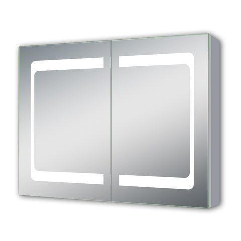 LED Badkamerspiegelkast met verlichting - 80x60cm Badkamerspiegelkast aluminium met LED-verlichting Verlichte spiegelkast Infrarood sensorschakelaar soft close-functie koel wit