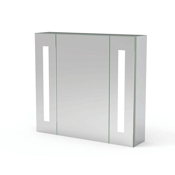 LED Badkamerspiegelkast met verlichting - 65x60 cm - aluminium met LED-verlichting verlichte spiegelkast infraroodsensorschakelaar, met stopcontacten voor scheerapparaten, koud wit