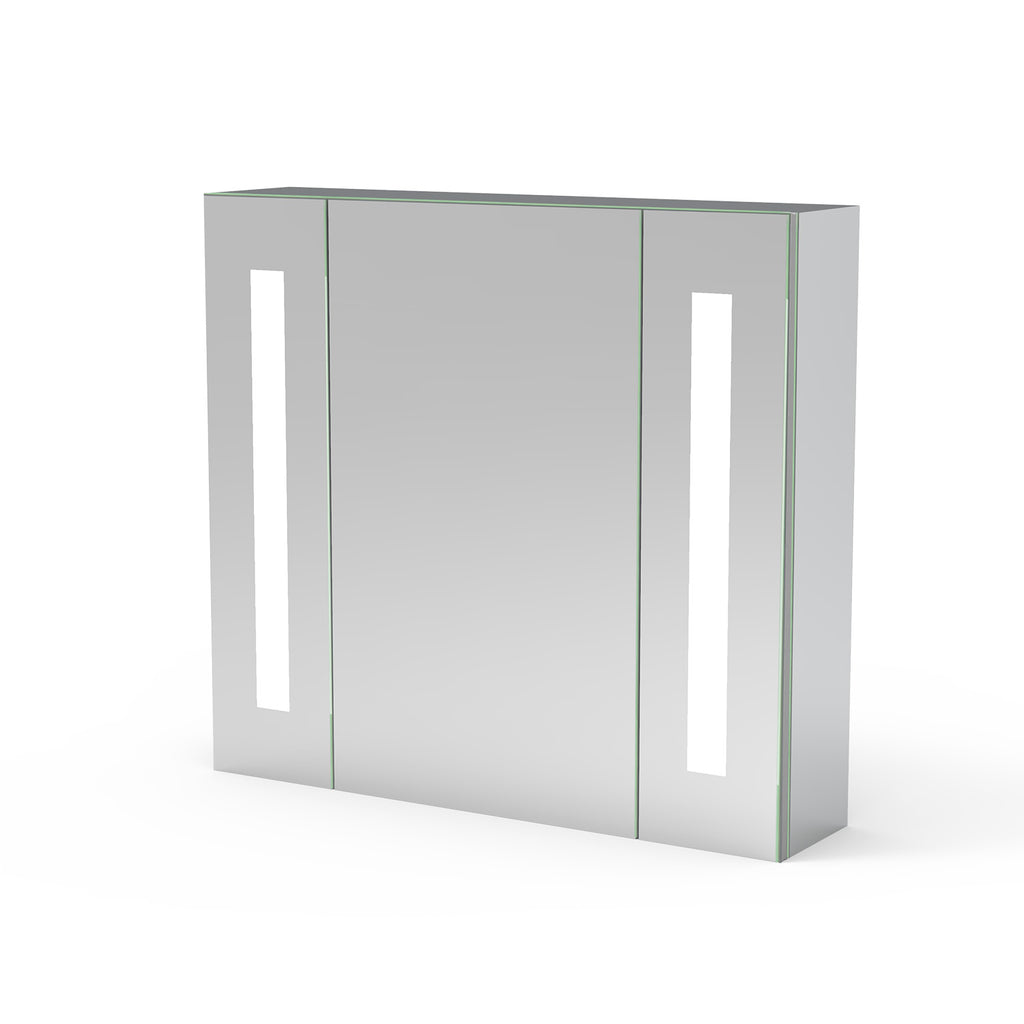 LED Badkamerspiegelkast met verlichting - 65x60 cm - aluminium met LED-verlichting verlichte spiegelkast infraroodsensorschakelaar, met stopcontacten voor scheerapparaten, koud wit