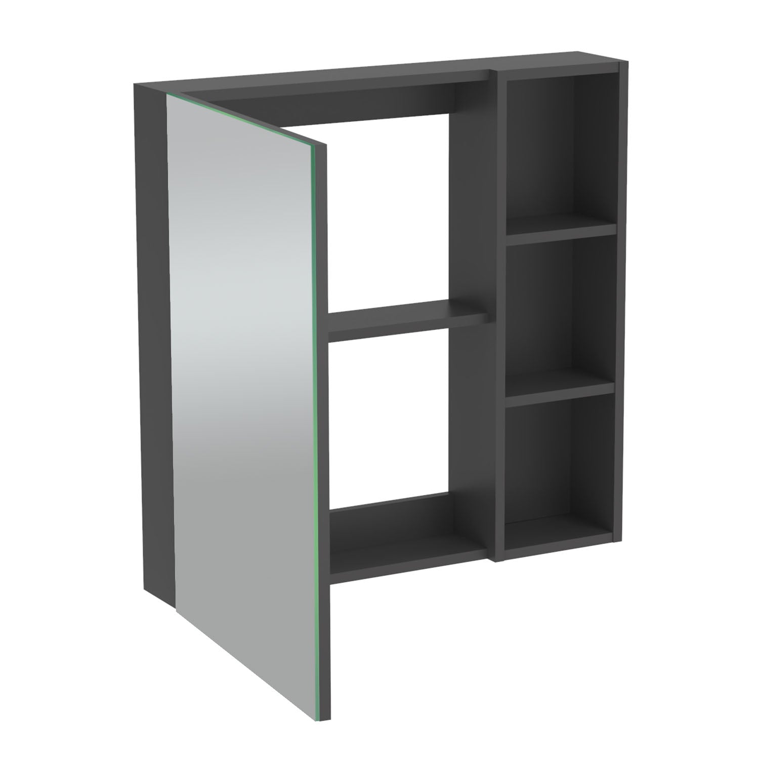 Spiegelkast 55 - 90 cmbadkamerspiegel badkamermeubel multiplex board gastentoilet donkergrijs mat