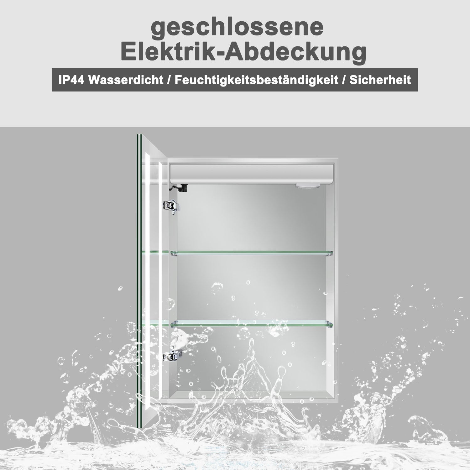 LED-spiegelkast ARYA badkamerspiegelkast met verlichting, aluminium, anticondens, dubbelzijdige spiegel, aanraakschakelaar, met scheerstopcontact