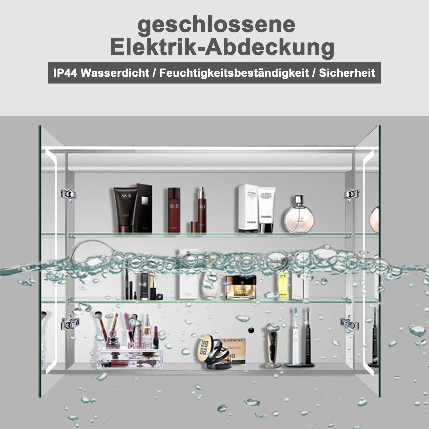 LED Badkamerspiegelkast 80x60cm - Aluminium, Verlichting, Soft Close