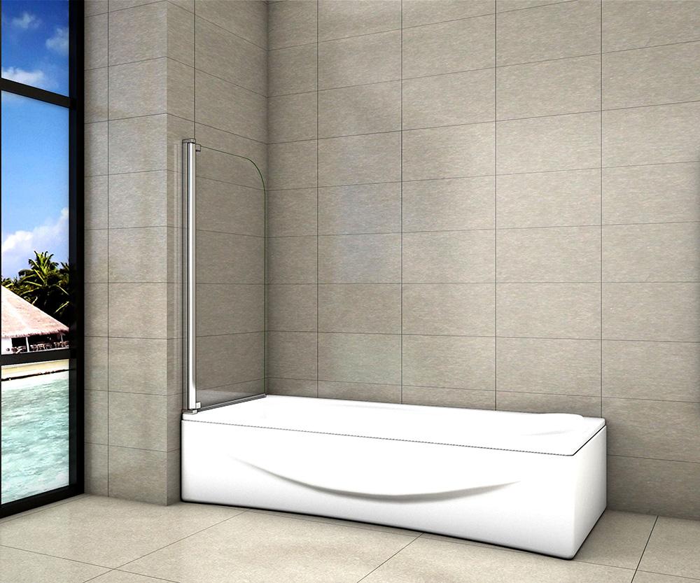 80x140cm 8mm veiligheidsglas badkuip roterende douchewand badbevestiging 180 graden