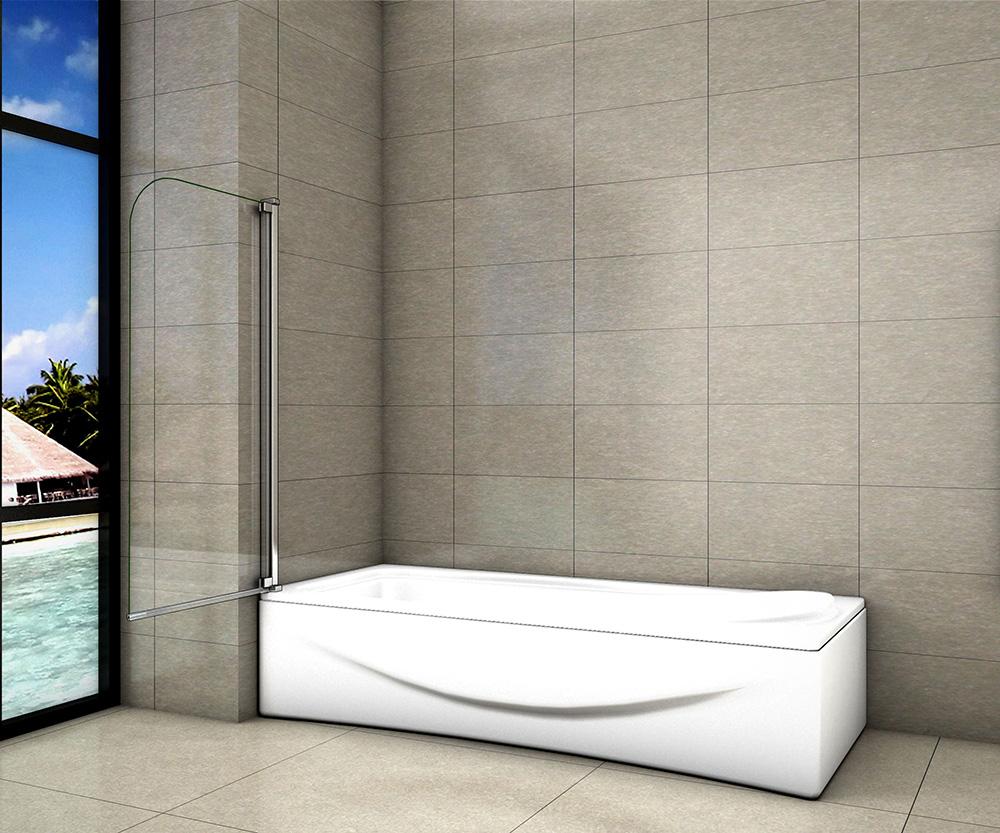 80x140cm 8mm veiligheidsglas badkuip roterende douchewand badbevestiging 180 graden