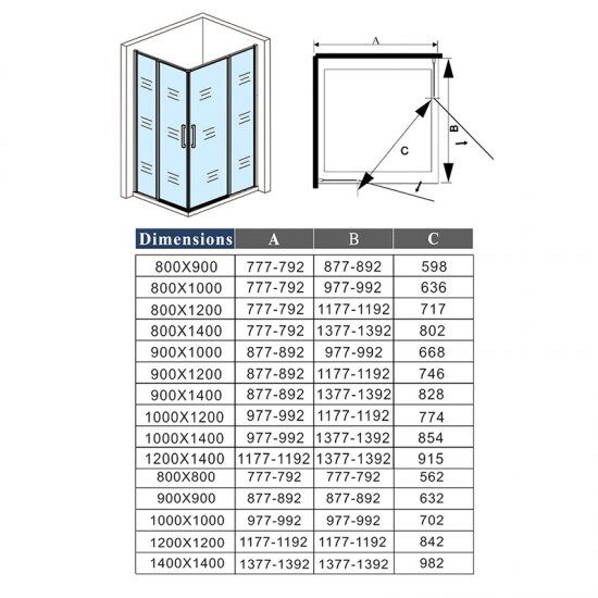 Douchecabine met vast wanden en draaideur ,185cm hoog(diverse maten),6 mm NANO-coating veiligheidsglas,mat zwart profielen.