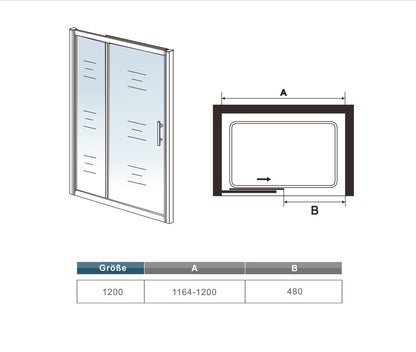 Douchedeur 195 cm hoog,schuifdeur,8 mm NANO GLAS zwart