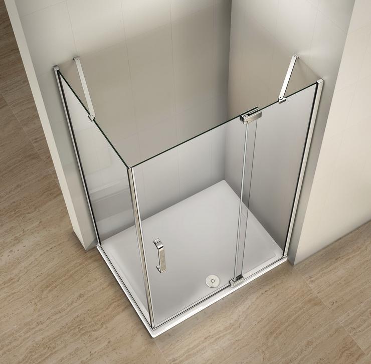 Douchecabine 8mm NANO glas, wand met deur 195cm douchedeur+vastwand