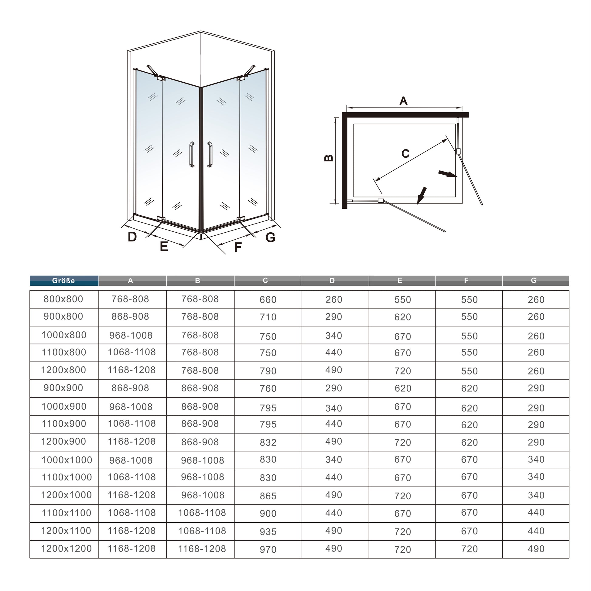 195 cm Douchecabine Vierkant Hoekinstap Draaideur Antikalk Helder Glas Mat Zwart Profiel 8mm Veiligheidsglas