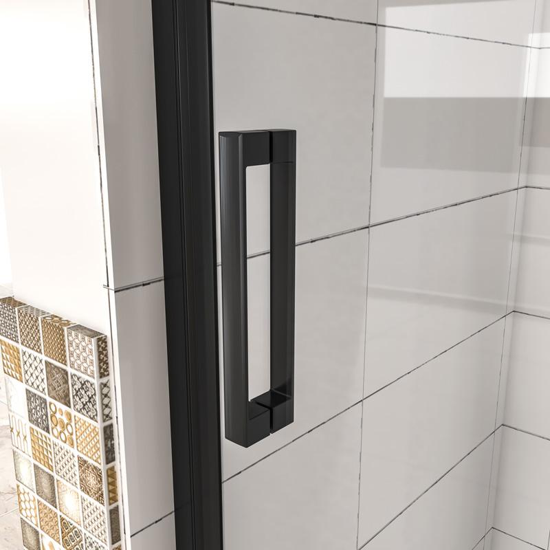 Douche draaideur 185 cm hoog,helder glas mat zwart profiel