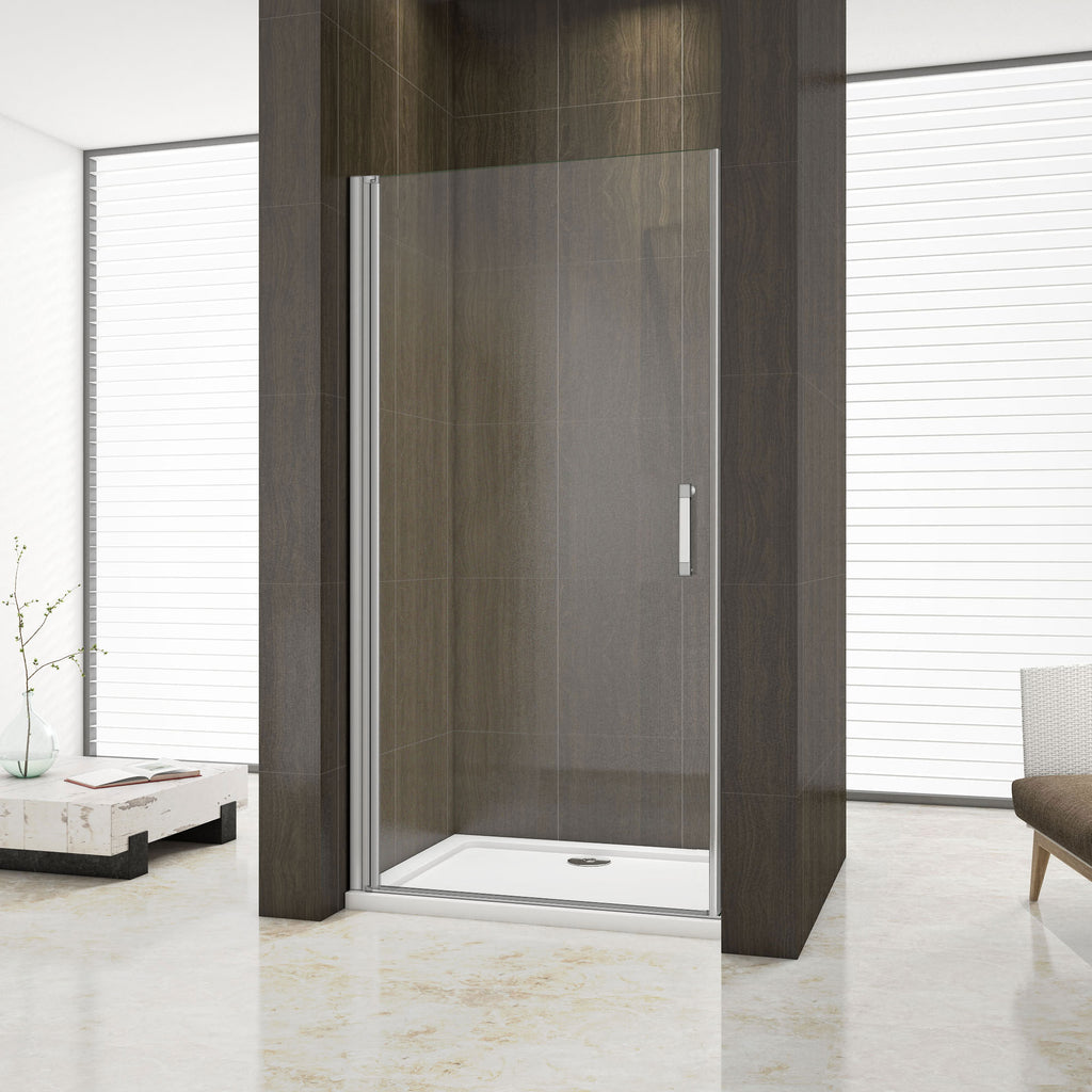 Douchedeur,Draaideur,5mm Helder Veiligheidsglas,185cm Hoog,Mat Grijs