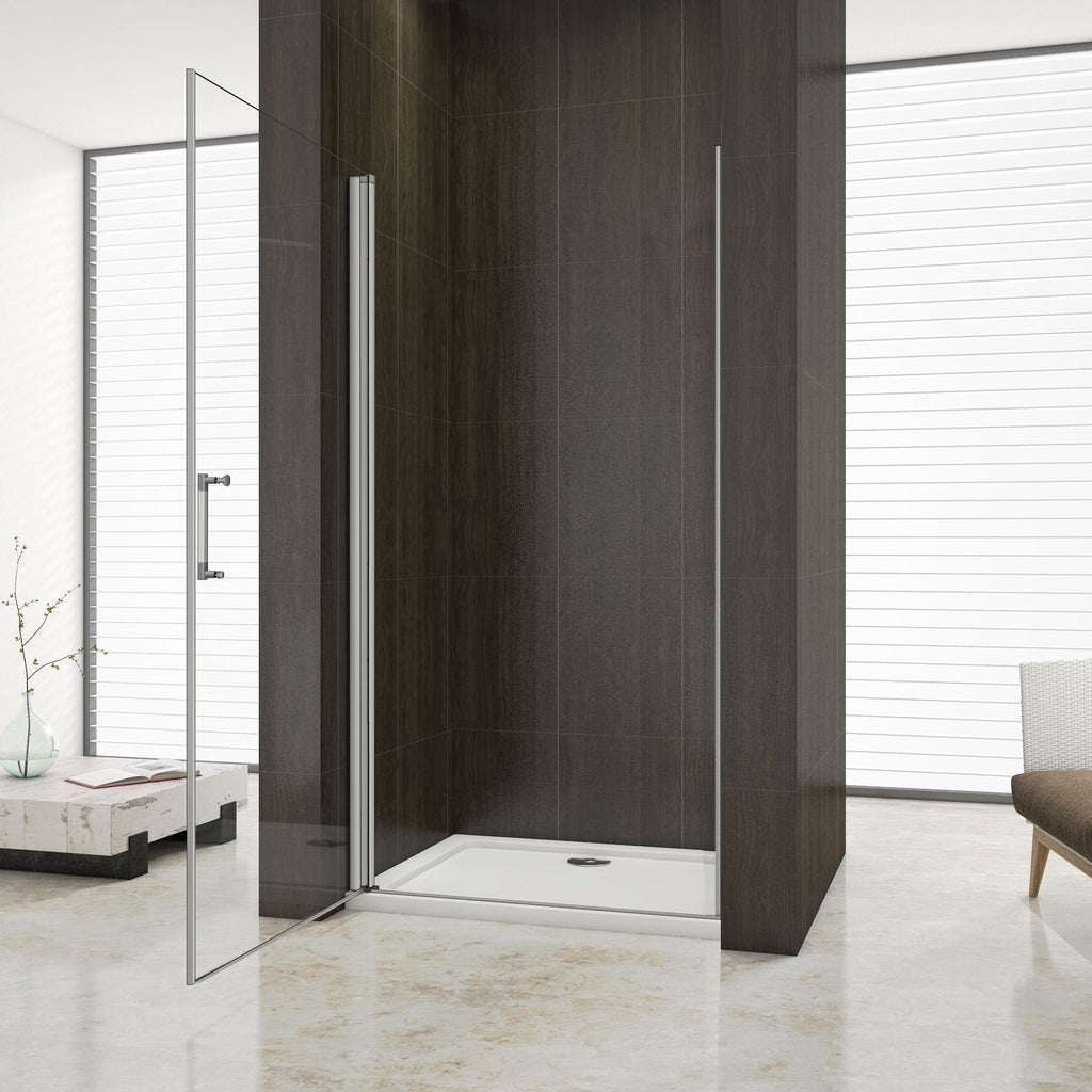 Douchedeur,Draaideur,5mm Helder Veiligheidsglas,185cm Hoog,Mat Grijs