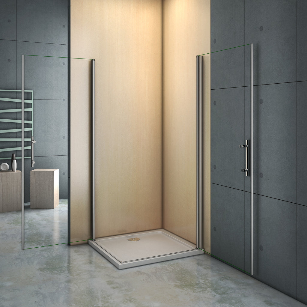 Vierkante douchecabine,dubbele draaideuren, 6mm helder nano veiligheidsglas