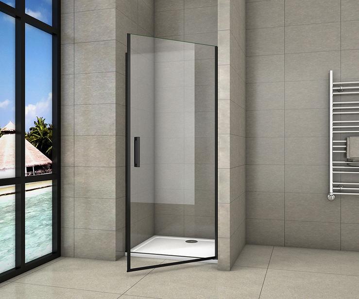 Douche Draaideur, 8mm NANO Coating Helder Veiligheidsglas, 200cm Hoog, mat zwart