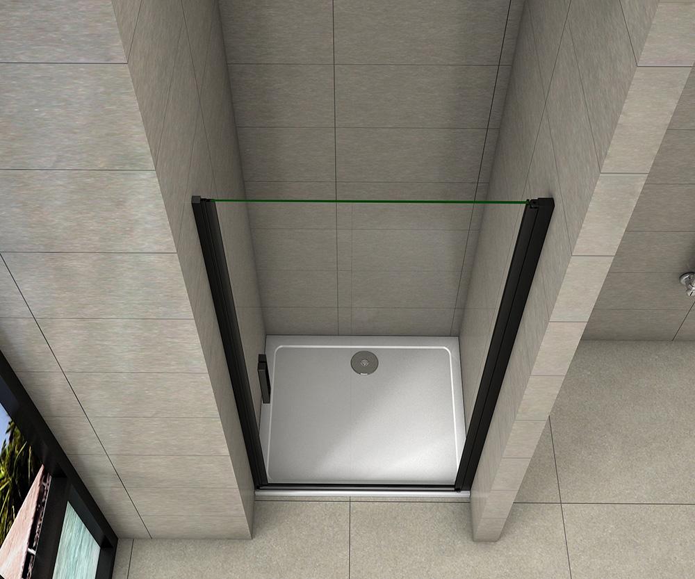 Douche Draaideur, 8mm NANO Coating Helder Veiligheidsglas, 200cm Hoog, mat zwart