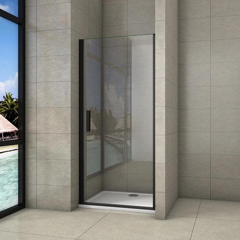 Douche Draaideur, 8mm NANO Coating Helder Veiligheidsglas, 200cm Hoog, mat zwart