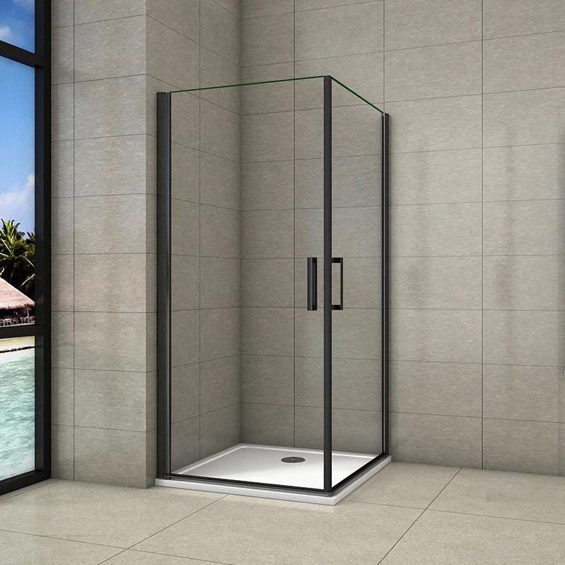 Douchecabine draaideur 200cm hoog,8mm NANO Coating helder veiligheids glas,Zwart profiel