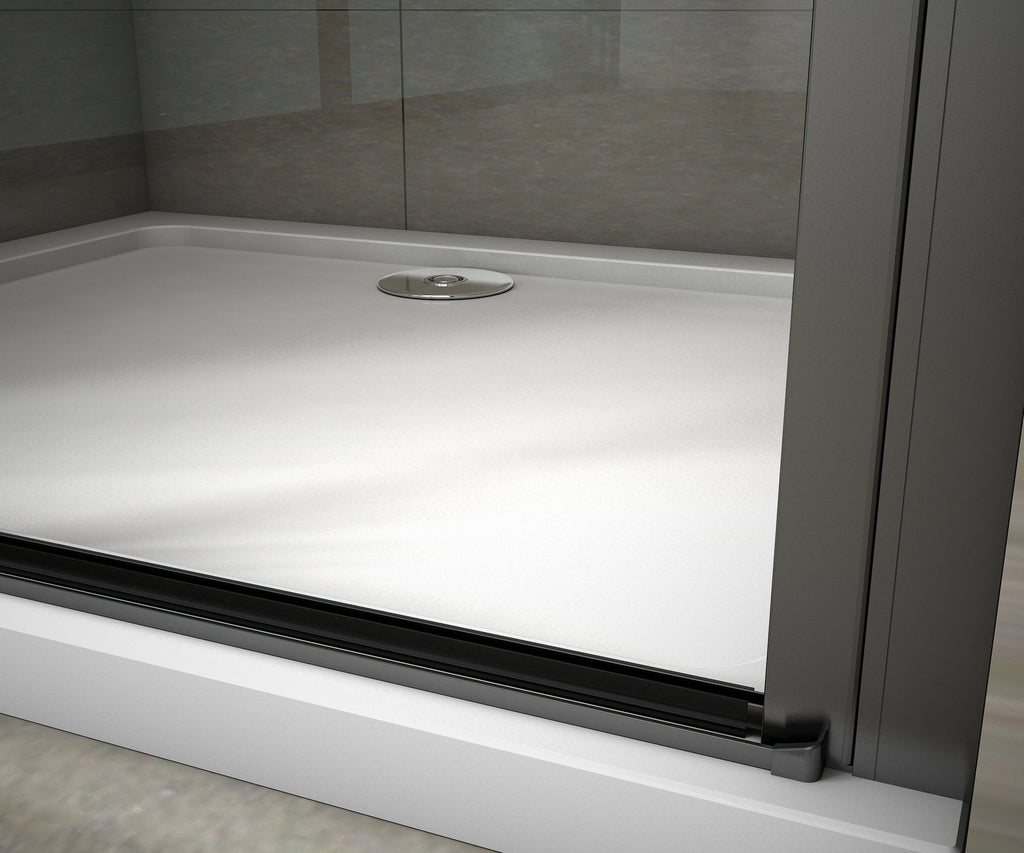 Douchedeur dubbele draaideur, mat zwarte profielen 8mm helder nano veiligheidsglas, anti-kalk