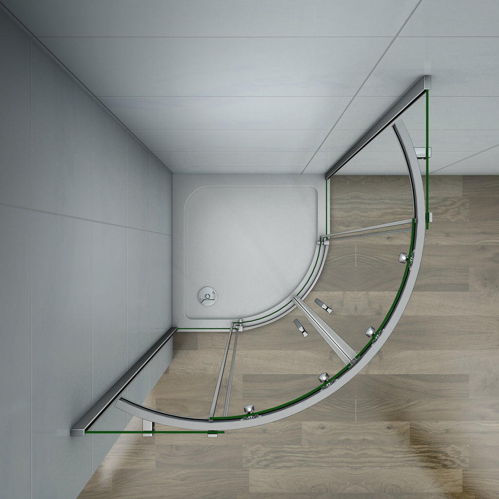 kwartronde douchecabine 90x90x195cm,dubbele schuifdeur,hoek-instap douchecabine,6mm helder veiligheidsglas