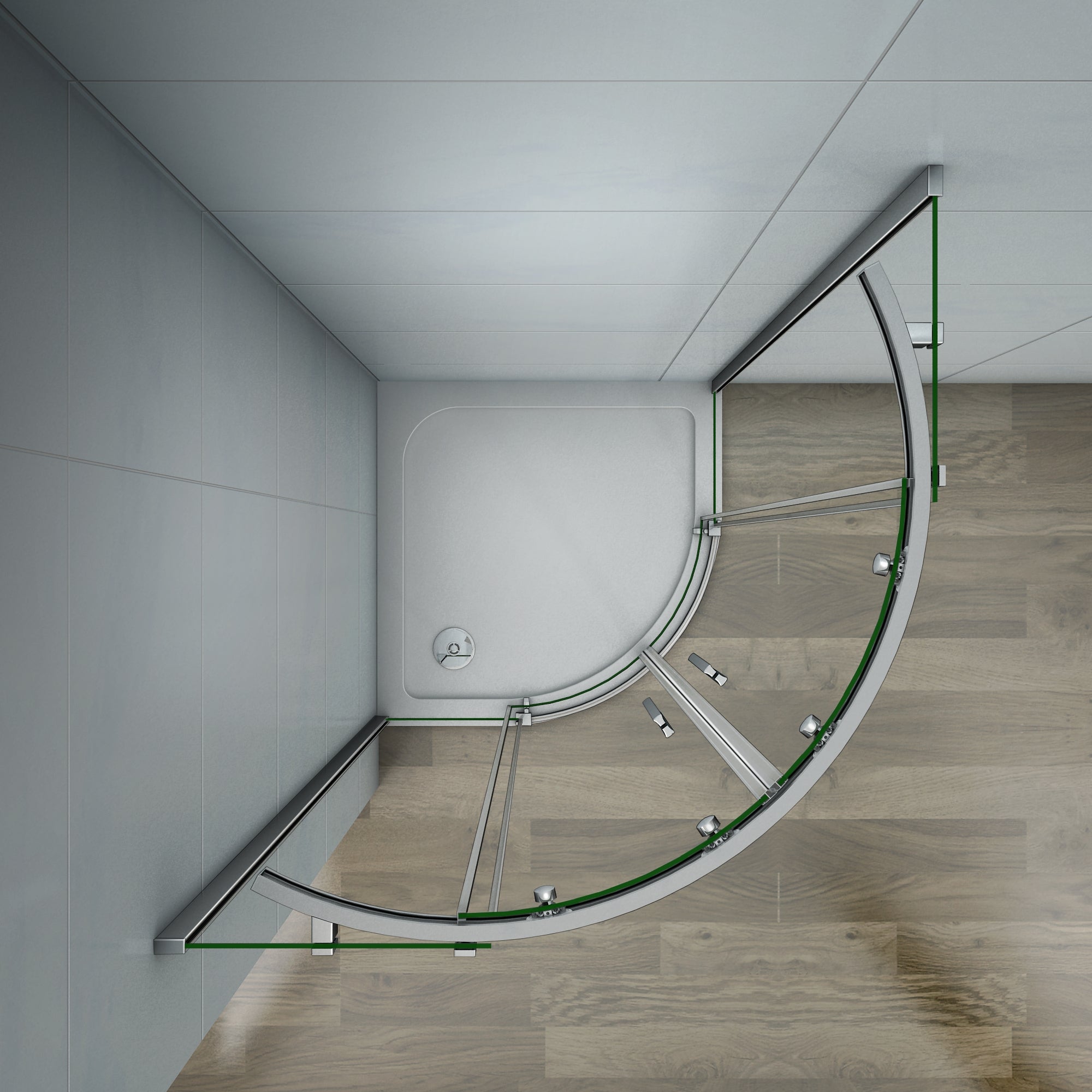 kwartronde douchecabine 90x90x195cm,dubbele schuifdeur,hoek-instap douchecabine,6mm helder veiligheidsglas