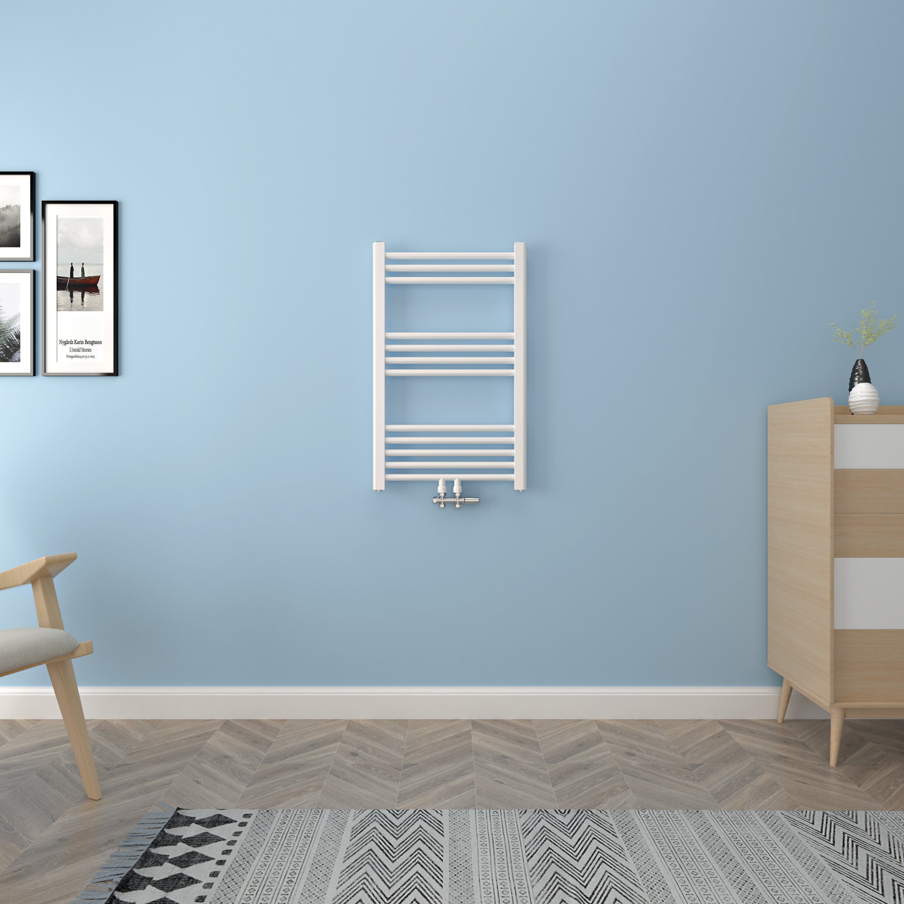 Handdoekradiatoren 80x50 Hoogglans wit Midden