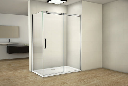 Douchecabine Schuifdeur met zijwand Rollersysteem,Hoogte200cm¡ê?8mm helder glas