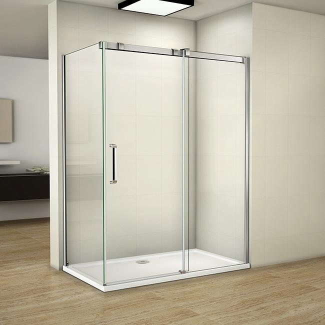 Douchecabine Schuifdeur met zijwand Rollersysteem,Hoogte200cm¡ê?8mm helder glas