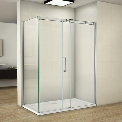 Douchecabine Schuifdeur met zijwand Rollersysteem,Hoogte200cm¡ê?8mm helder glas