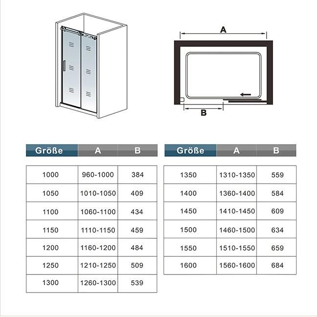 Schuif douchedeur 195cm hoog,8mm mat veiligheidsglas,EASYCLEAN