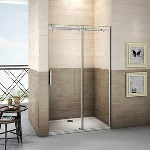 Schuifbare douchedeur, hoogte 195cm, 8mm helder antikalk NANO glas, hoogwaardige aluminium profielen