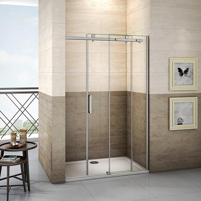Schuifbare douchedeur, hoogte 195cm, 8mm helder antikalk NANO glas, hoogwaardige aluminium profielen