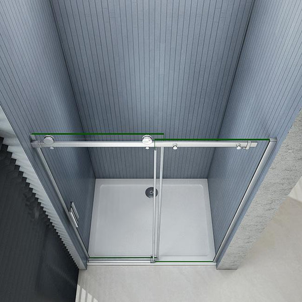 Schuifbare douchedeur hoogte 195cm, 6mm helder glas, hoogwaardige aluminium profielen