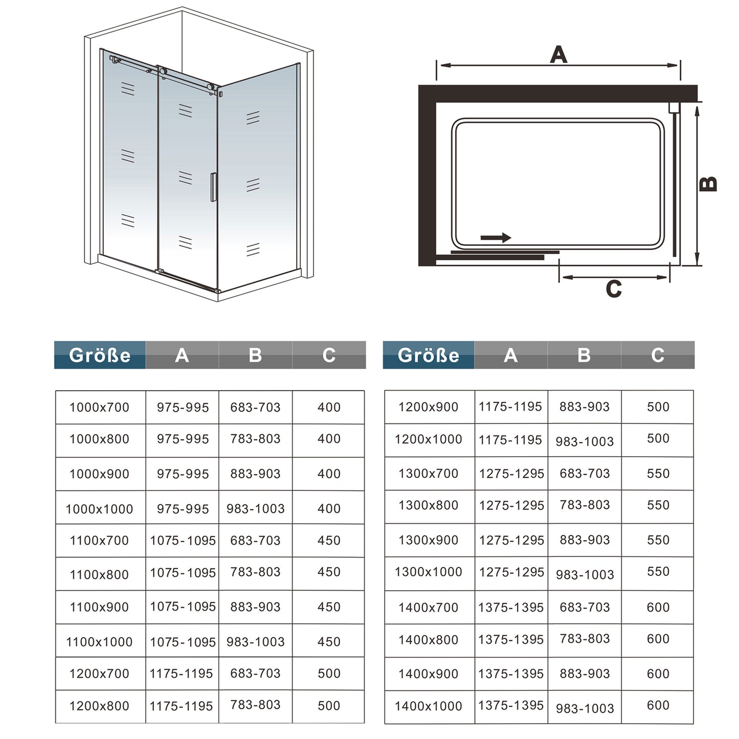 Douchecabine Mat Zwart met Schuifdeur,8mm NANO Coating helder veiligheidsglas,200cm hoog