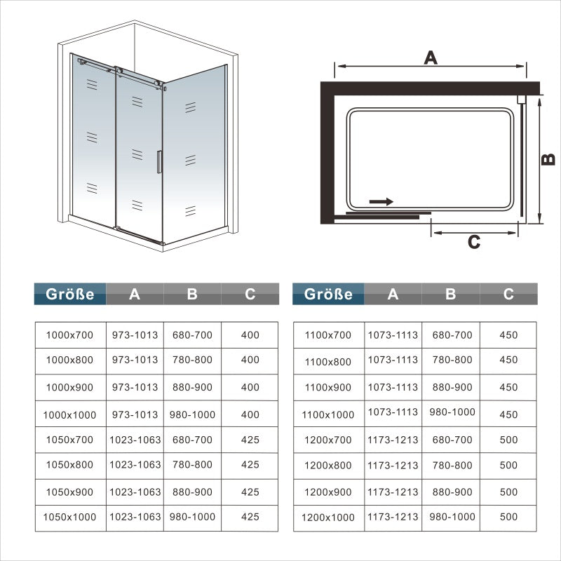 schuifdeur douchewand,8mm helder nano veiligheidsglas antikalk, douchecabine