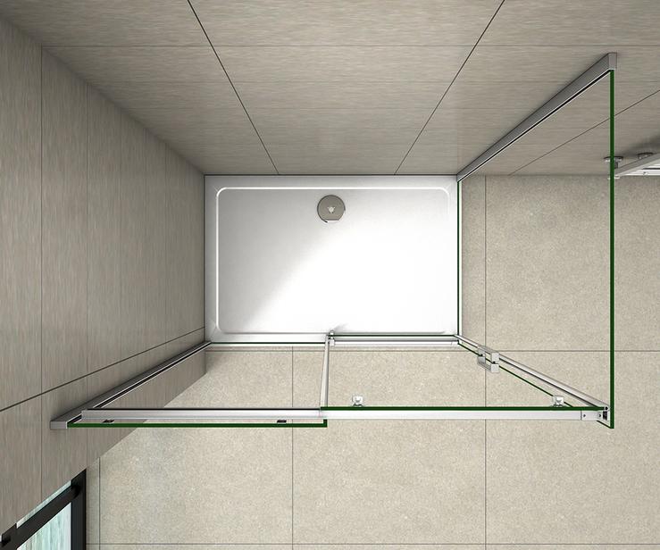 195cm Schuifbare douchecabine met zijwand, 8mm helder antikalk NANO glas