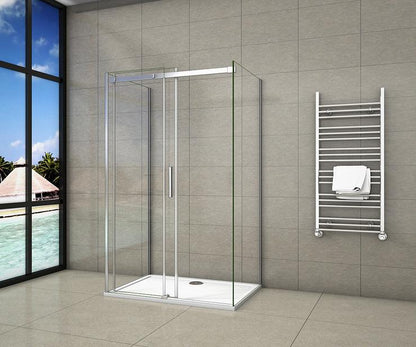 Douchewand schuifdeur douchecabine douchewand douche met 2x zijwand 6mm glas,hoogte 195cm