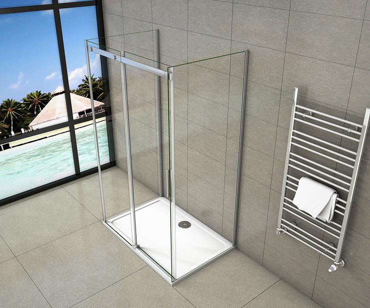 Douchewand schuifdeur douchecabine douchewand douche met 2x zijwand 6mm glas,hoogte 195cm