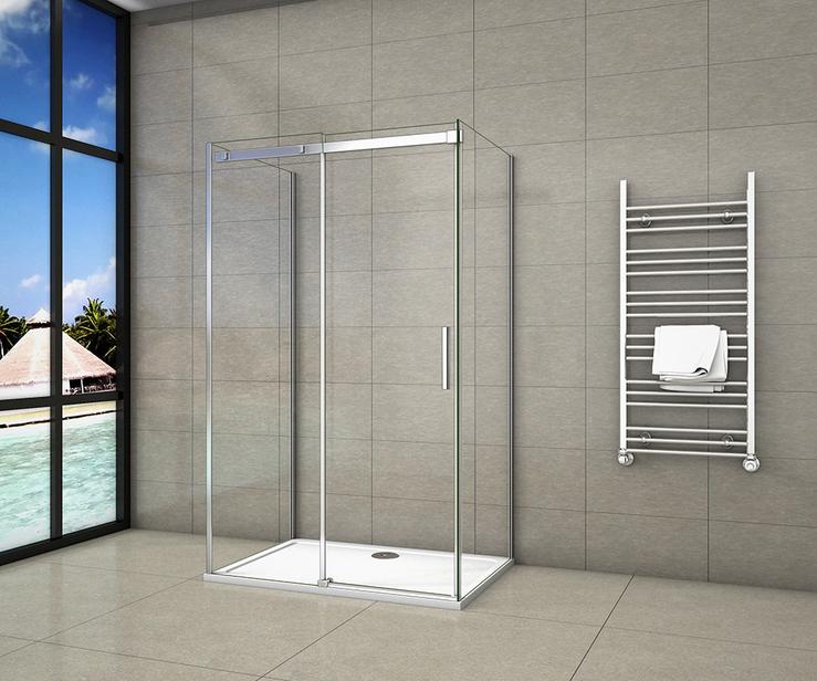 Douchewand schuifdeur douchecabine douchewand douche met 2x zijwand 6mm glas,hoogte 195cm