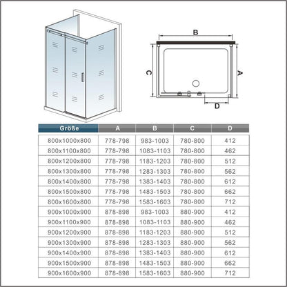Douchewand schuifdeur douchecabine douchewand douche met 2x zijwand 6mm glas,hoogte 195cm
